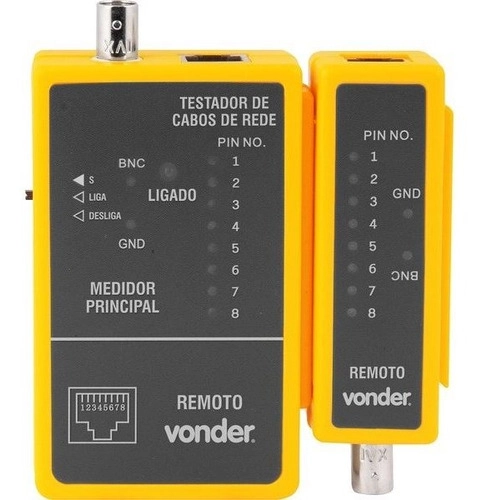 Testador de cabos de rede RJ45 e cabos coaxiais Vonder Testador de cabos de rede RJ45 e cabos coaxiais Vonder