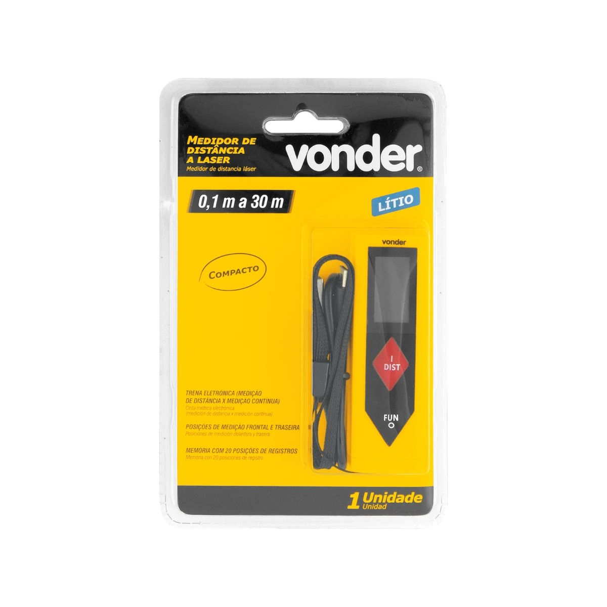 Medidor de distância a laser 30m compacto VONDER Medidor de distância a laser 30m compacto VONDER