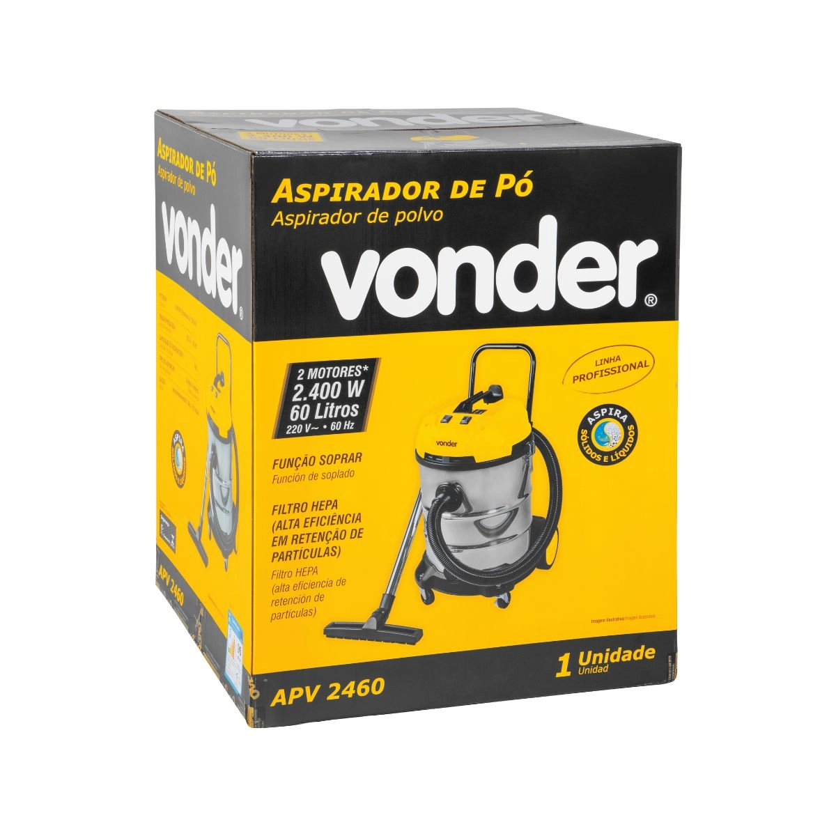 Aspirador de Pó e Líquidos 2400W APV2460 220V VONDER  Aspirador de Pó e Líquidos 2400W APV2460 220V VONDER