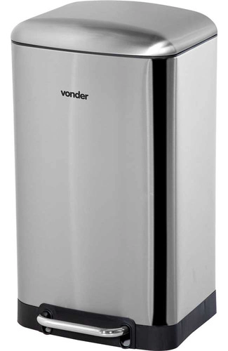 Lixeira retangular 30 litros inox cinza VONDER