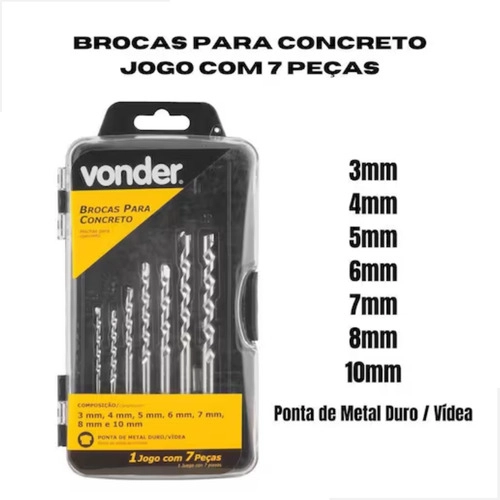 Jogo de brocas para concreto com 7 peças VONDER 