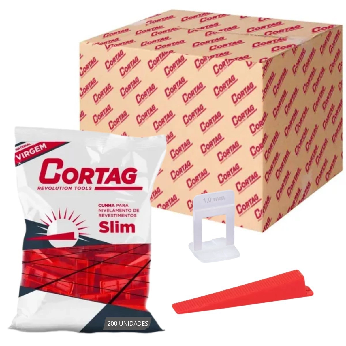 1000 Espaçador Nivelador Slim 1,0mm + 200 Cunhas Slim Cortag