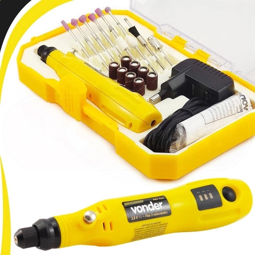 Microrretífica a bateria 3,6 V, bivolt com 24 acessórios MBV036 Vonder Microrretífica a bateria 3,6 V, bivolt com 24 acessórios MBV036 Vonder