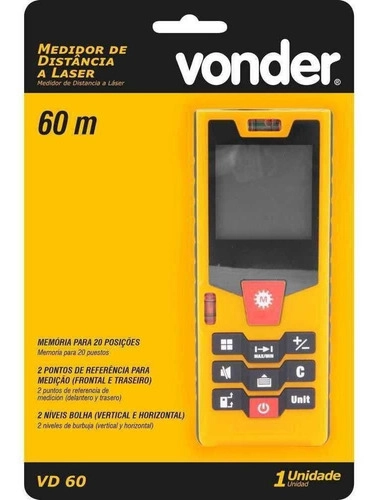 Trena a Laser Medidor de Distância 60m VD60 Vonder Trena a Laser Medidor de Distância 60m VD60 Vonder