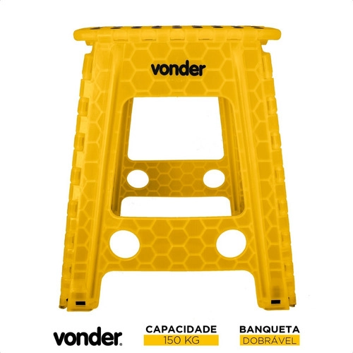 Banqueta plástica dobrável amarela altura 450 mm VONDER Banqueta plástica dobrável amarela altura 450 mm VONDER