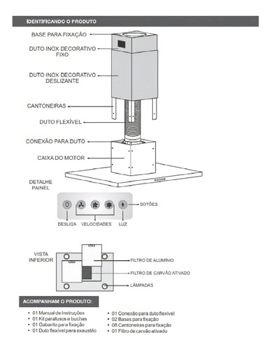 Coifa De Ilha Tradition Line 90cm Inox Fischer