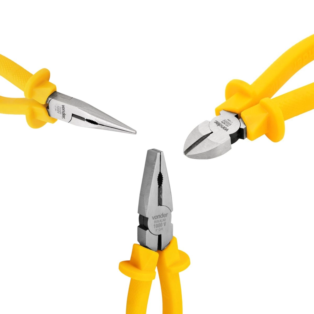 Kit 3 Alicates, Universal e Meia Cana Reto e de Corte VONDER