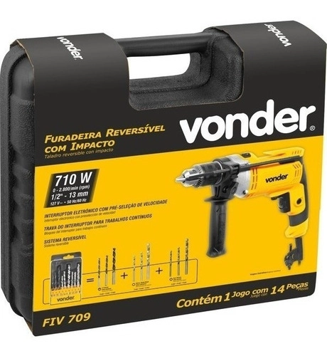 Furadeira Impacto 1/2 Vonder FIV709 Com 9 Brocas Furadeira Impacto 1/2 Vonder FIV709 Com 9 Brocas