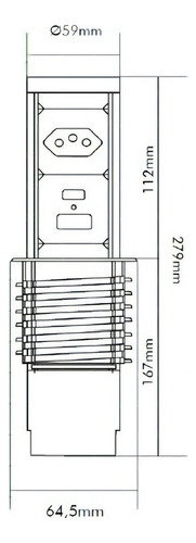 Torre com 2 Tomadas Automática p/ Bancada Renna Torre com 2 Tomadas Automática p/ Bancada Renna