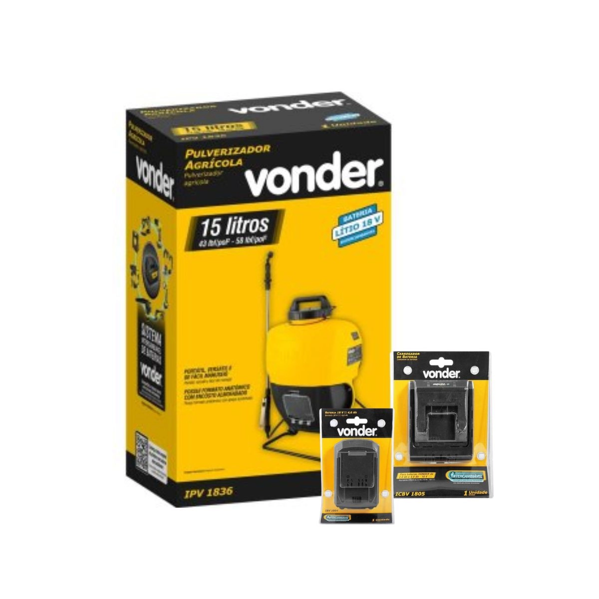 Kit Pulverizador agrícola IPV1836 bateria+carregador VONDER 