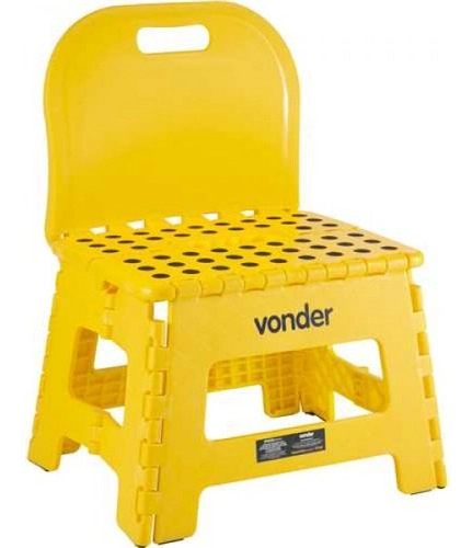 Banqueta plástica dobrável amarela altura 220 mm com encosto VONDER Banqueta plástica dobrável amarela altura 220 mm com encosto VONDER