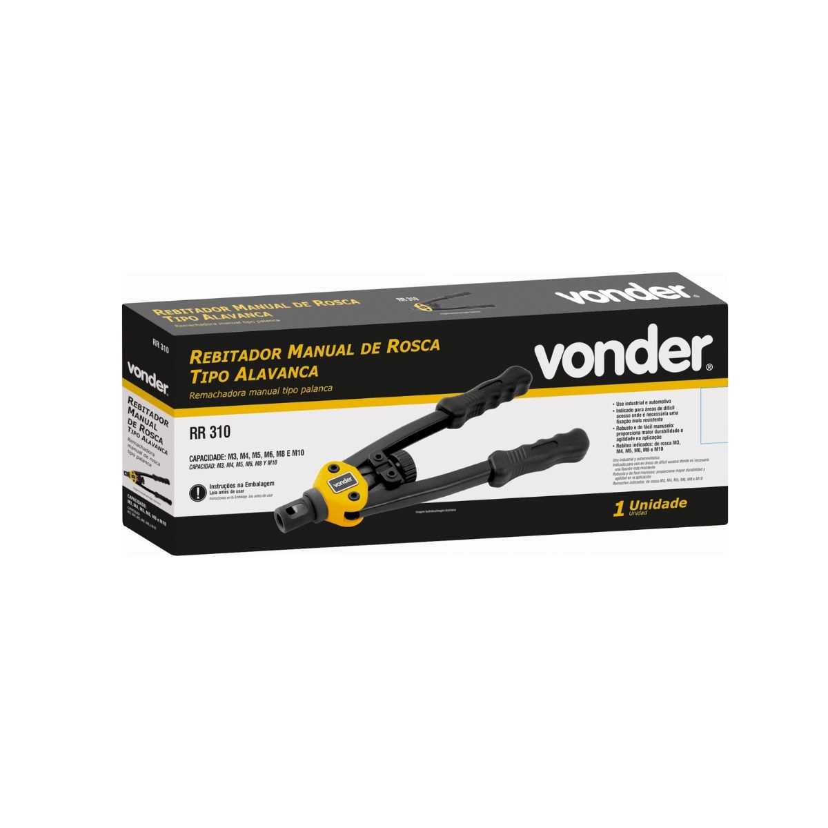 Kit Rebitador Manual RR310 +Jogo rebites rosca 150pçs VONDER