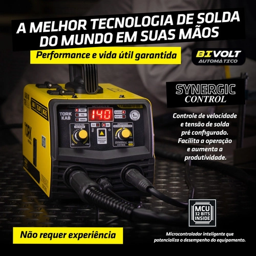 Maquina Inversora de Solda TORK KAB140 MMA + MIG-SG + TIG LIFT Bivolt Maquina Inversora de Solda TORK KAB140 MMA + MIG-SG + TIG LIFT Bivolt