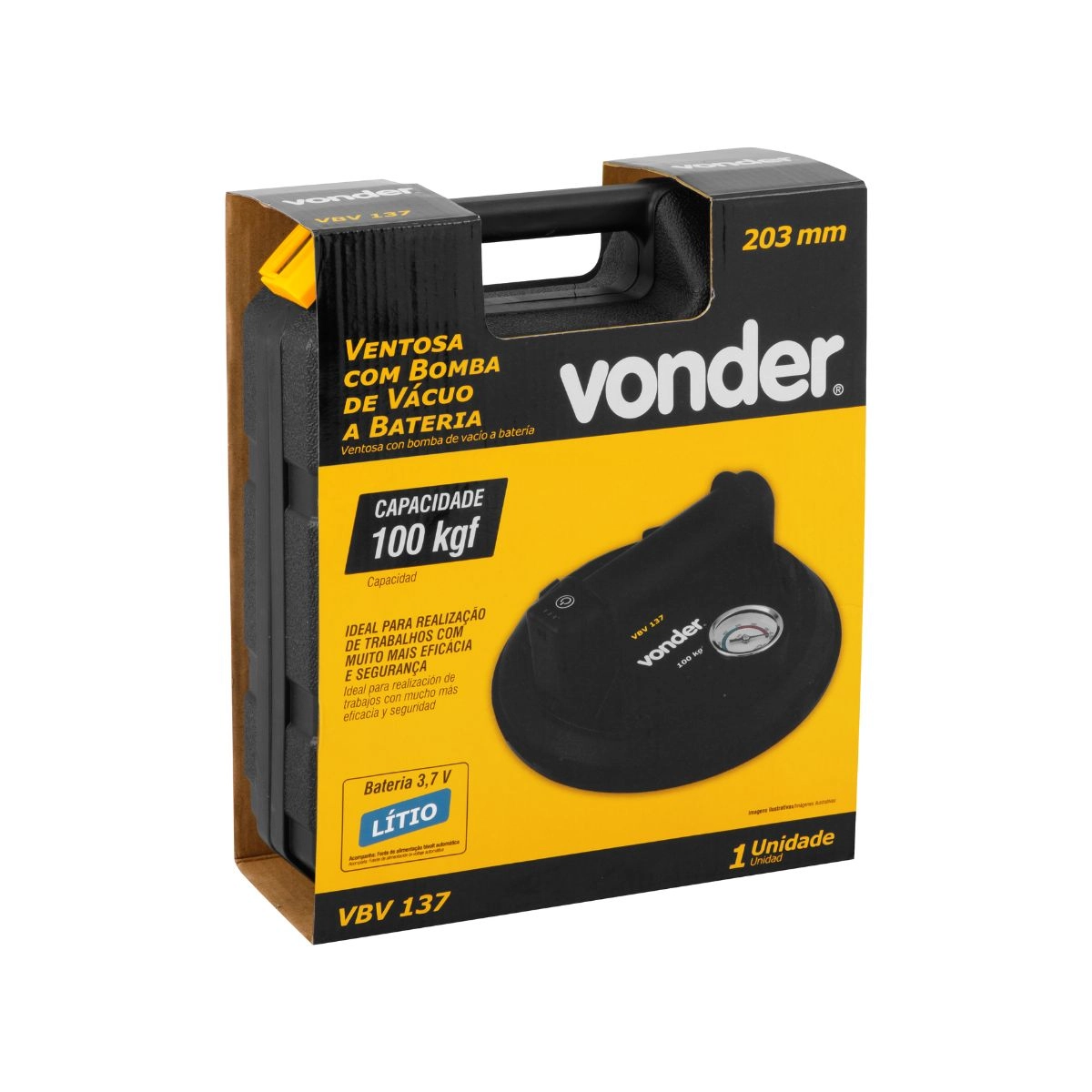 Ventosa com bomba de vácuo a bateria 203mm VBV137 VONDER 