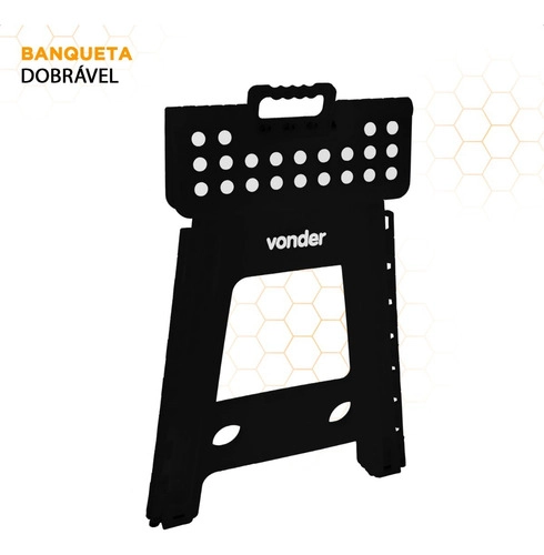 Banqueta plástica dobrável preta altura 450 mm VONDER Banqueta plástica dobrável preta altura 450 mm VONDER