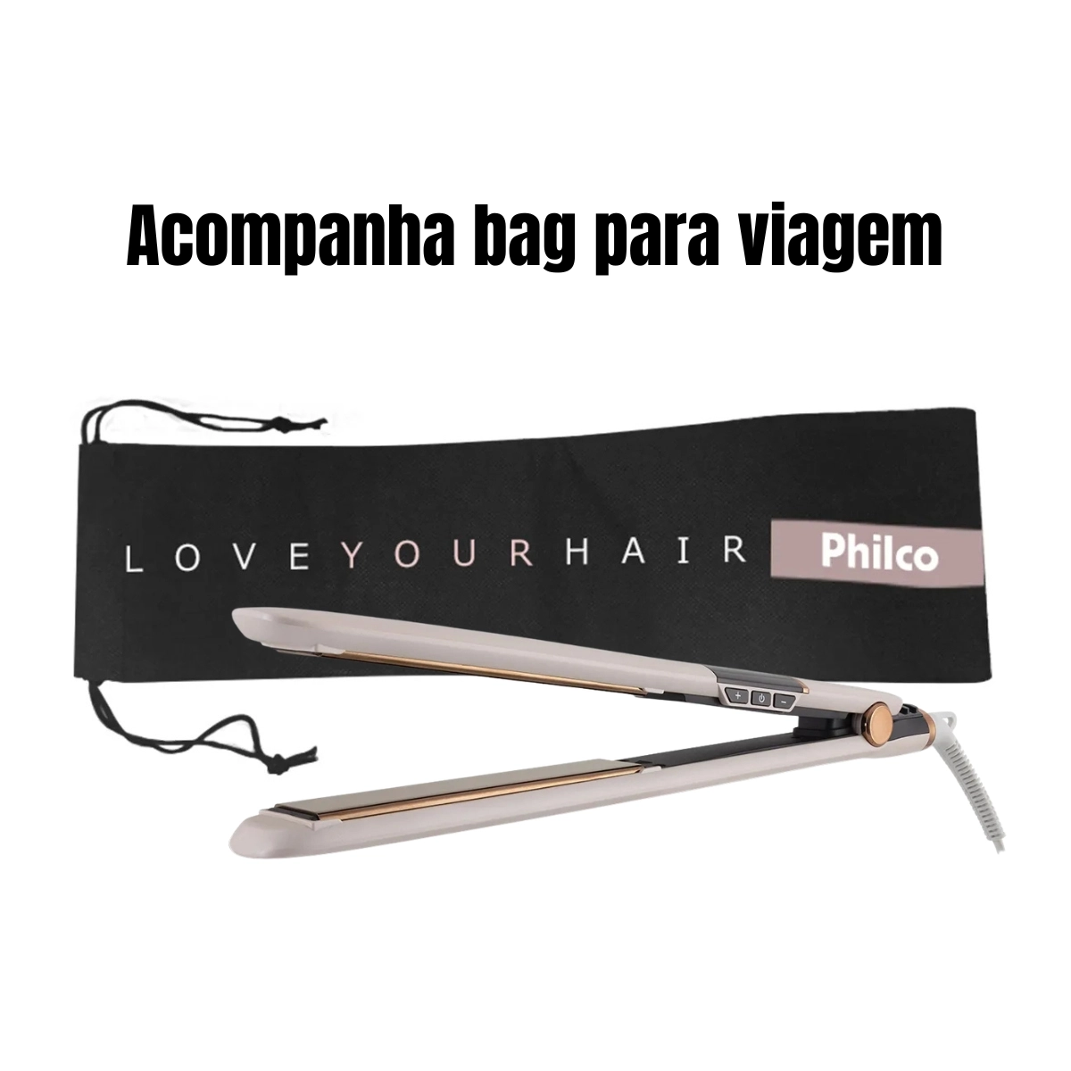 Kit Escova Secadora PES19SG 1300w e Prancha Chapinha PPR10 Rose Bivolt Philco