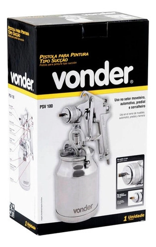 Pistola para pintura com caneca em alumínio PSV100 VONDER Pistola para pintura com caneca em alumínio PSV100 VONDER