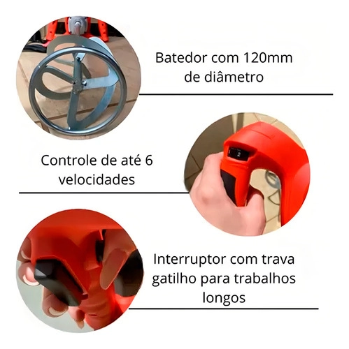 Misturador Elétrico Argamassa Tinta Textura Hm120 Cortag