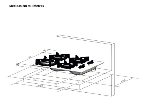 Fogão Cooktop 4Q TC Infinity a gás Mesa Vidro Bivolt Fischer