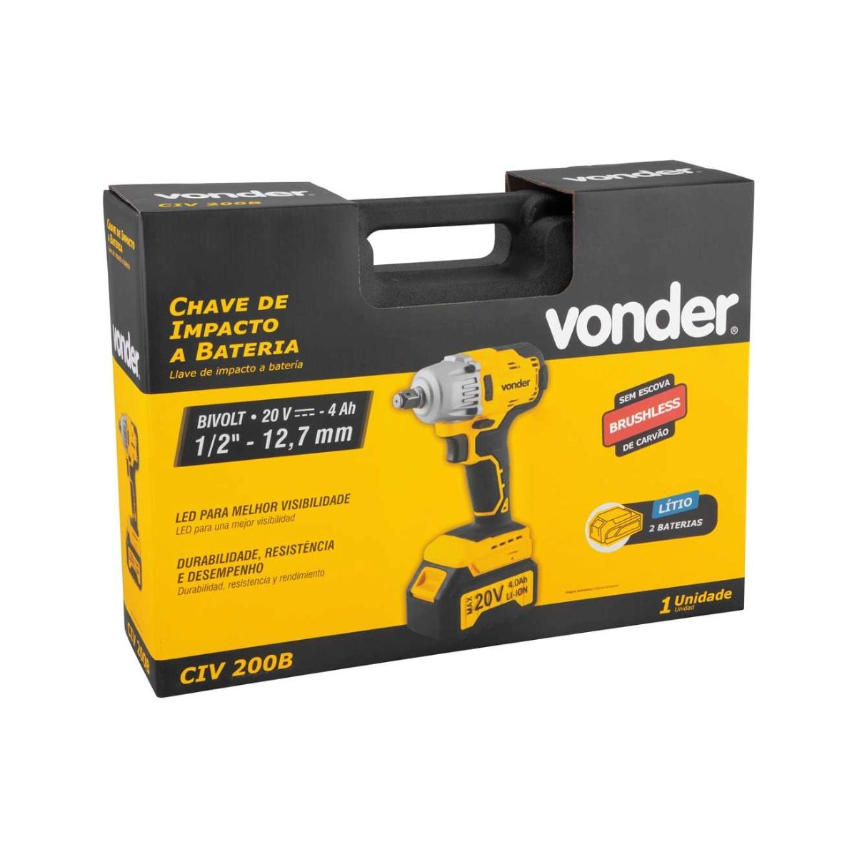 Chave de impacto com encaixe de 1/2" Bivolt CIV200B VONDER Chave de impacto com encaixe de 1/2" Bivolt CIV200B VONDER