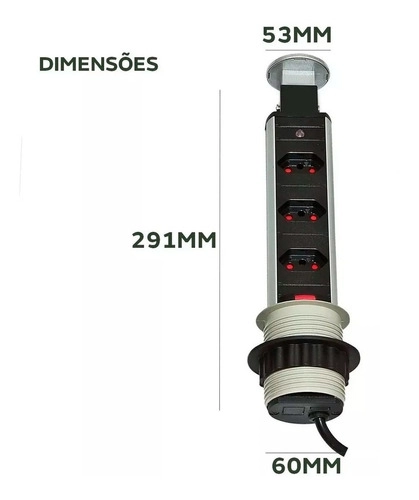 Torre com 3 tomadas Renna Torre com 3 tomadas Renna