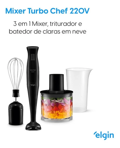 Mixer Turbo Chef 3 EM 1 200w Elgin Cor Preto Mixer Turbo Chef 3 EM 1 200w Elgin Cor Preto