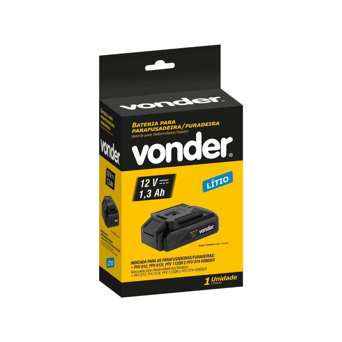 Bateria 12V íons de lítio para PFV012 VONDER Bateria 12V íons de lítio para PFV012 VONDER