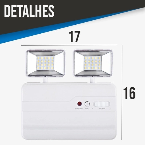 Kit 70 Luminária de Emergência LED Blumenau Iluminação 2 Faróis 2200 Lúmens Bivolt Kit 70 Luminária de Emergência LED Blumenau Iluminação 2 Faróis 2200 Lúmens Bivolt
