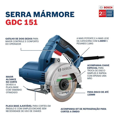Serra Mármore GDC151 Titan Profissional Bosch 