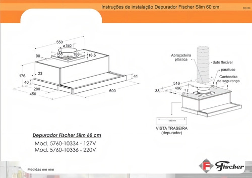 Depurador Exaustor Slim 60cm De Embutir Inox Fischer Depurador Exaustor Slim 60cm De Embutir Inox Fischer