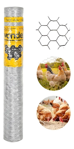Tela Galvanizada Galinheiro Horta 1,50x50mts Fio 23 Vonder Tela Galvanizada Galinheiro Horta 1,50x50mts Fio 23 Vonder