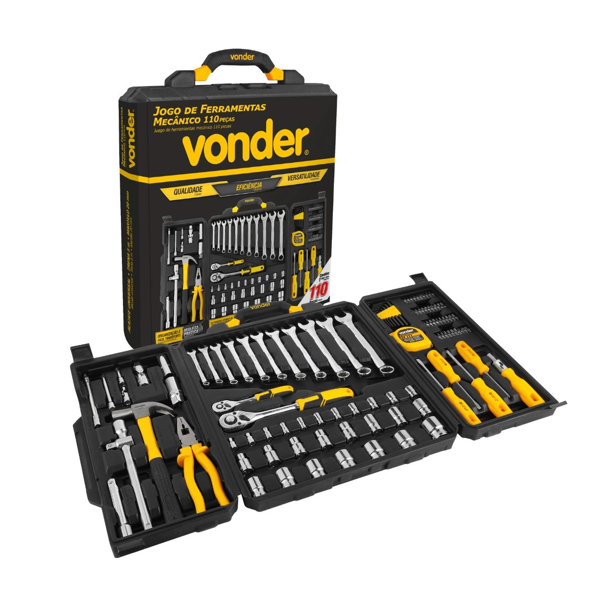 Jogo de ferramentas com 110 peças para mecânico VONDER Jogo de ferramentas com 110 peças para mecânico VONDER