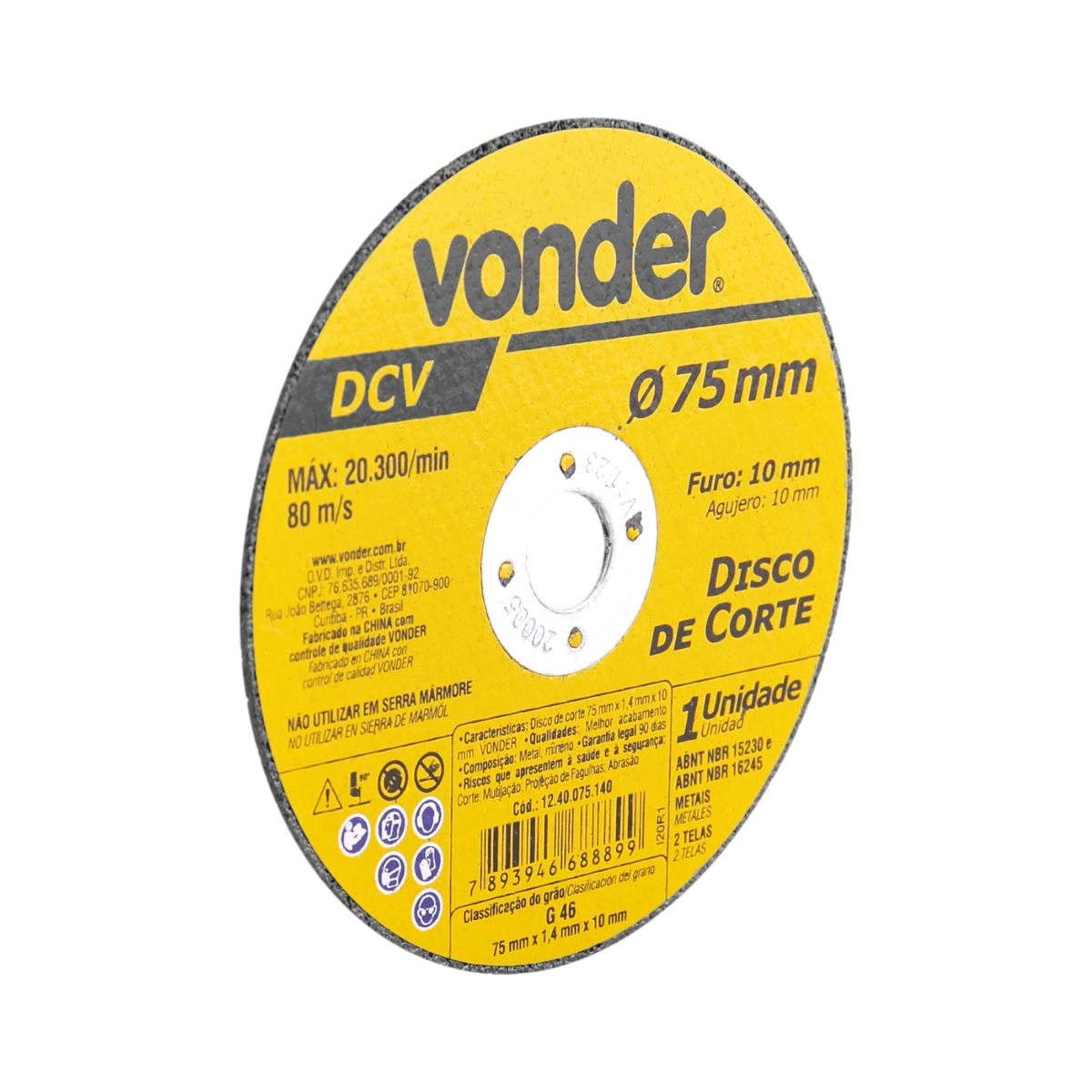 Kit 25 Discos de corte 75mmx1,4mmx10mm DCV VONDER