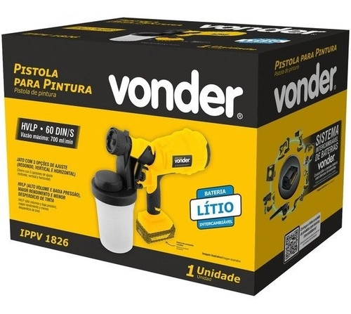 Pistola p/ pintura 18v S/Bateria/Carregador IPPV1826 VONDER Pistola p/ pintura 18v S/Bateria/Carregador IPPV1826 VONDER
