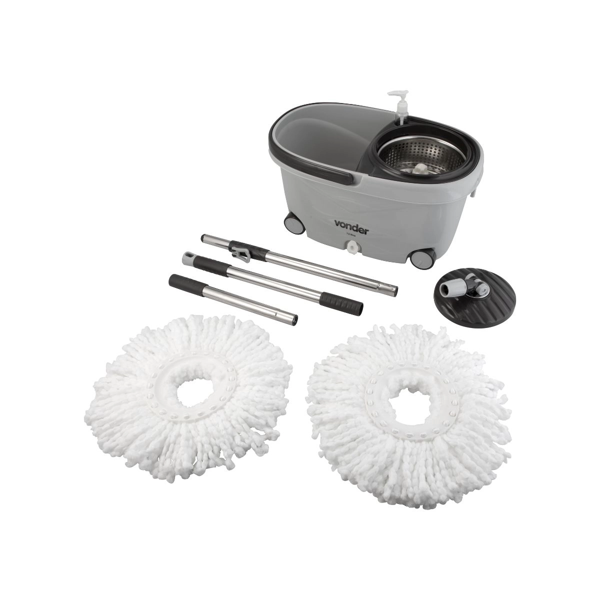 Rodo MOP giratório com cesto em aço inox VONDER