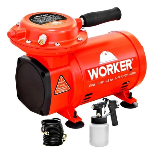 Compressor Ar Direto Portátil Bivolt 370w Com Pistola Worker
