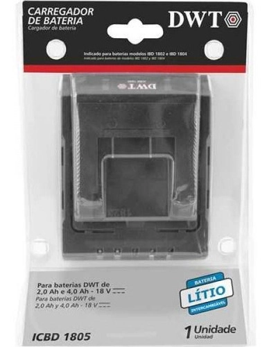 Kit DWT- 01 Carregador ICBD1805 Bivolt + 01 Bateria 2ah IBD1802 18V Kit DWT- 01 Carregador ICBD1805 Bivolt + 01 Bateria 2ah IBD1802 18V