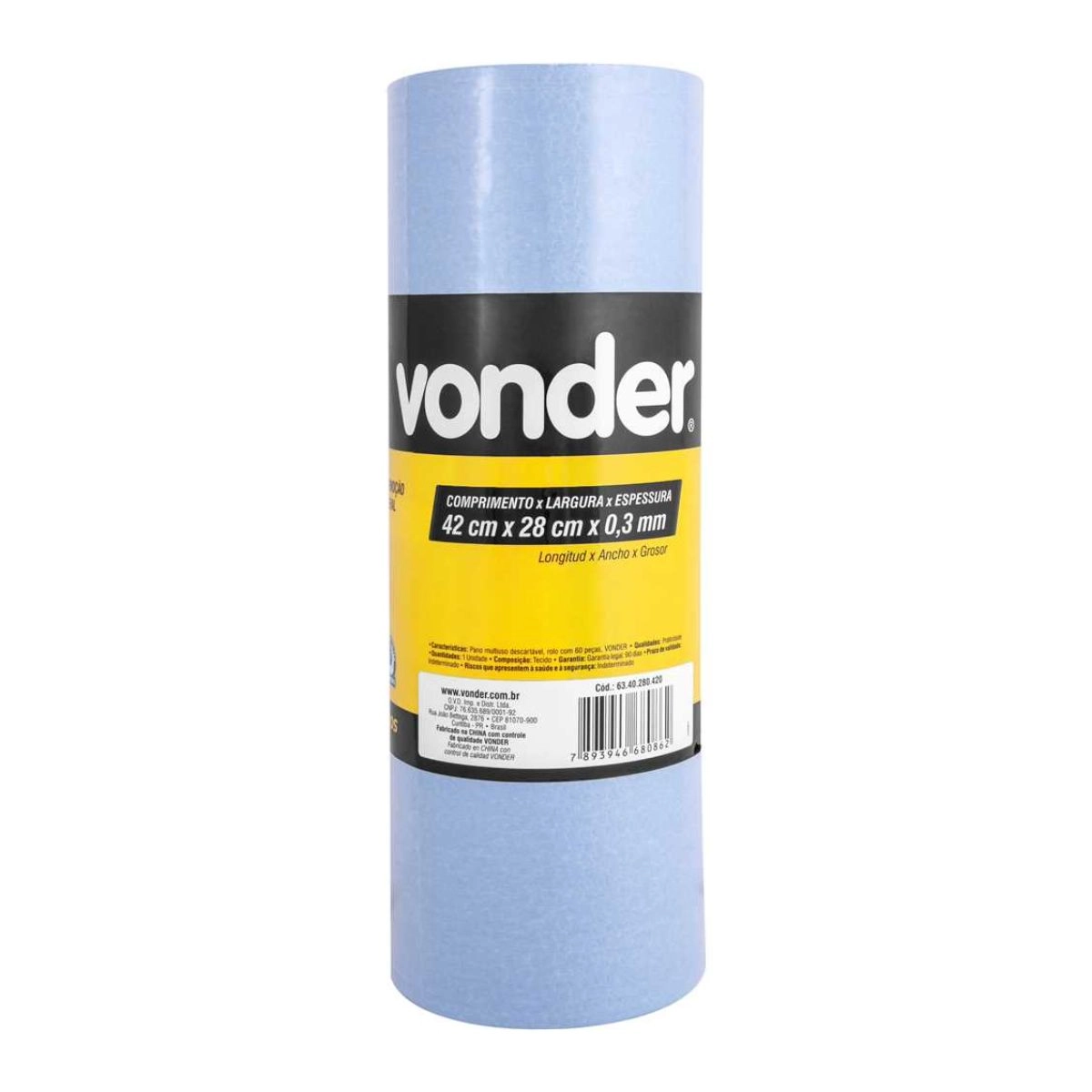 Pano multiuso descartável rolo com 60pçs VONDER Pano multiuso descartável rolo com 60pçs VONDER