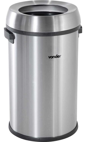 Lixeira redonda SEM tampa 65 litros inox cinza VONDER Lixeira redonda SEM tampa 65 litros inox cinza VONDER