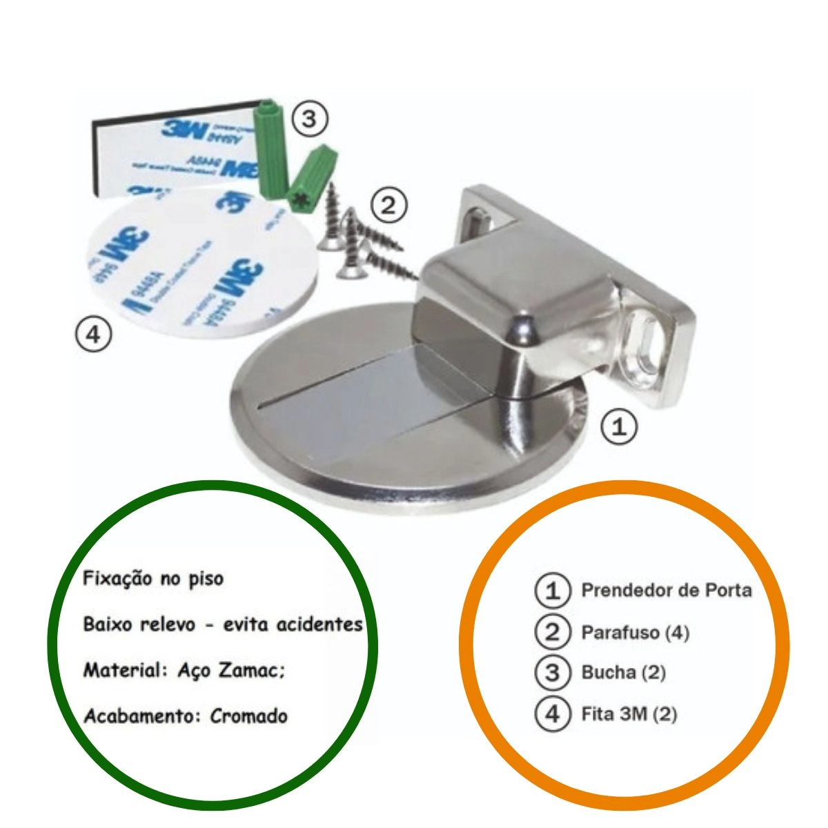 Kit 5 Prendedor Trava De Porta Batente Magnetico Slim Aço Cromado Bwinx Kit 5 Prendedor Trava De Porta Batente Magnetico Slim Aço Cromado Bwinx