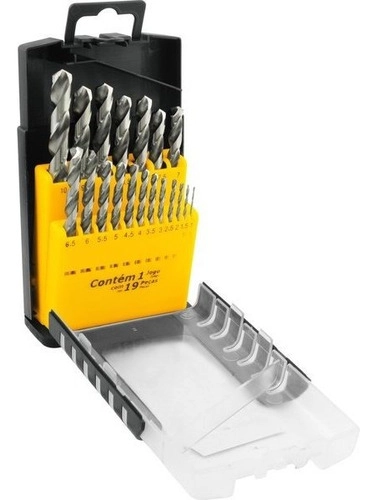 Jogo de brocas de aço rápido DIN338 com 19 peças VONDER Jogo de brocas de aço rápido DIN338 com 19 peças VONDER