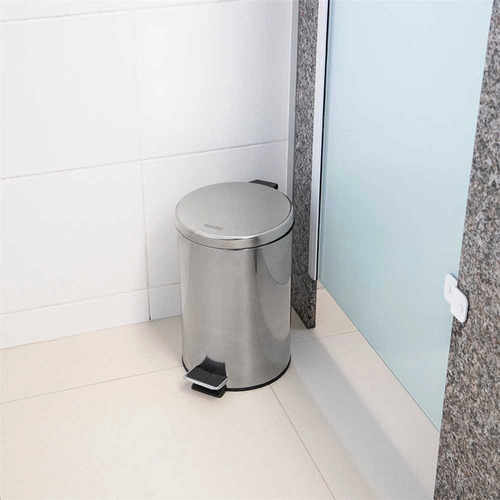 Lixeira redonda 12 litros inox cinza VONDER Lixeira redonda 12 litros inox cinza VONDER