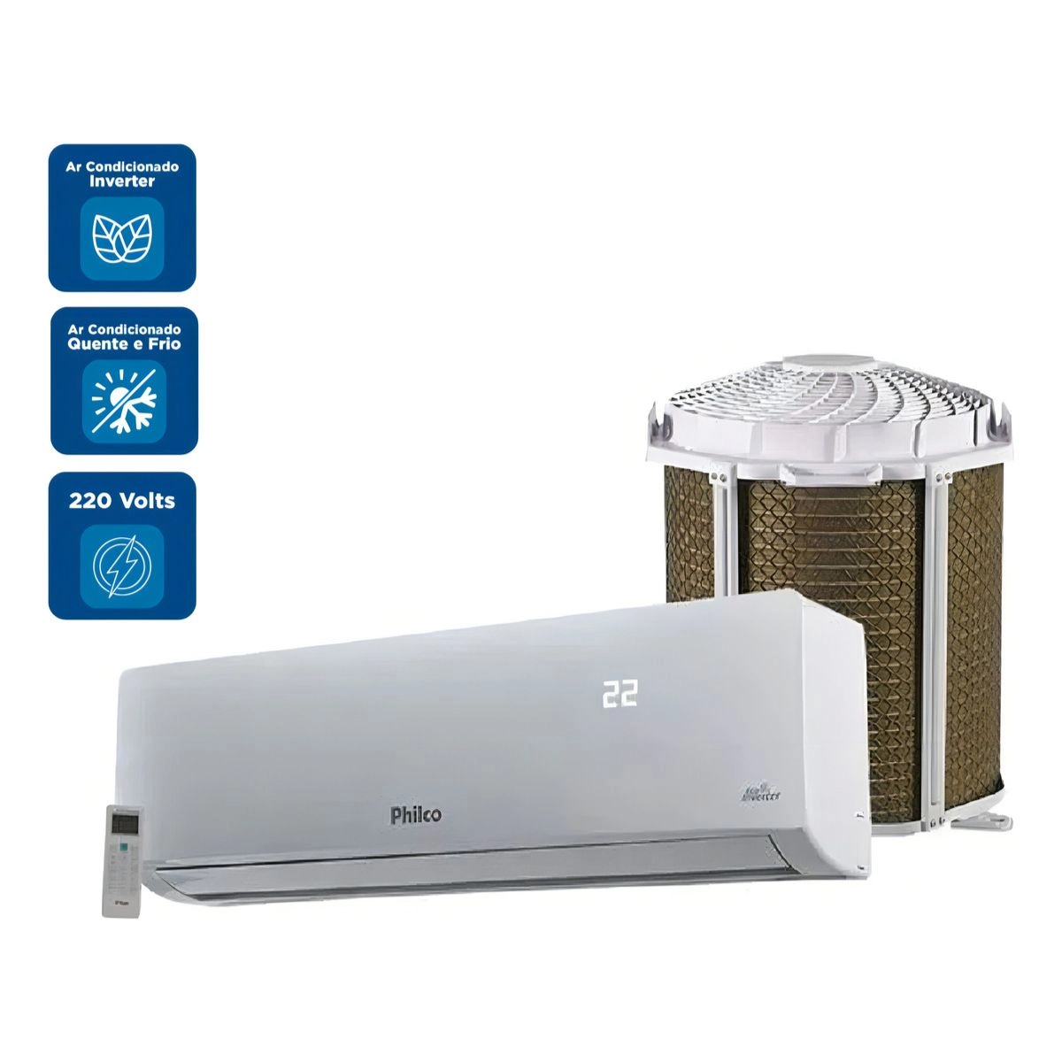 Ar Condicionado Split 9000 BTUs Inverter PAC9QC Quente e Frio Philco 220V Ar Condicionado Split 9000 BTUs Inverter PAC9QC Quente e Frio Philco 220V