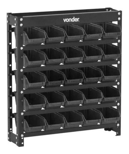 Estante Metálica Com Gaveteiros Modelo Prático Preto 25/3 VONDER