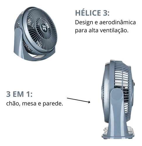 Ventilador Circulador de Ar 25CM CINZA/PRATA Ventimais