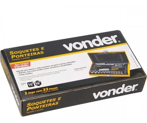 Jogo De Soquetes E Ponteiras Encaixe De 1/4pol 33 Pcs Vonder Jogo De Soquetes E Ponteiras Encaixe De 1/4pol 33 Pcs Vonder