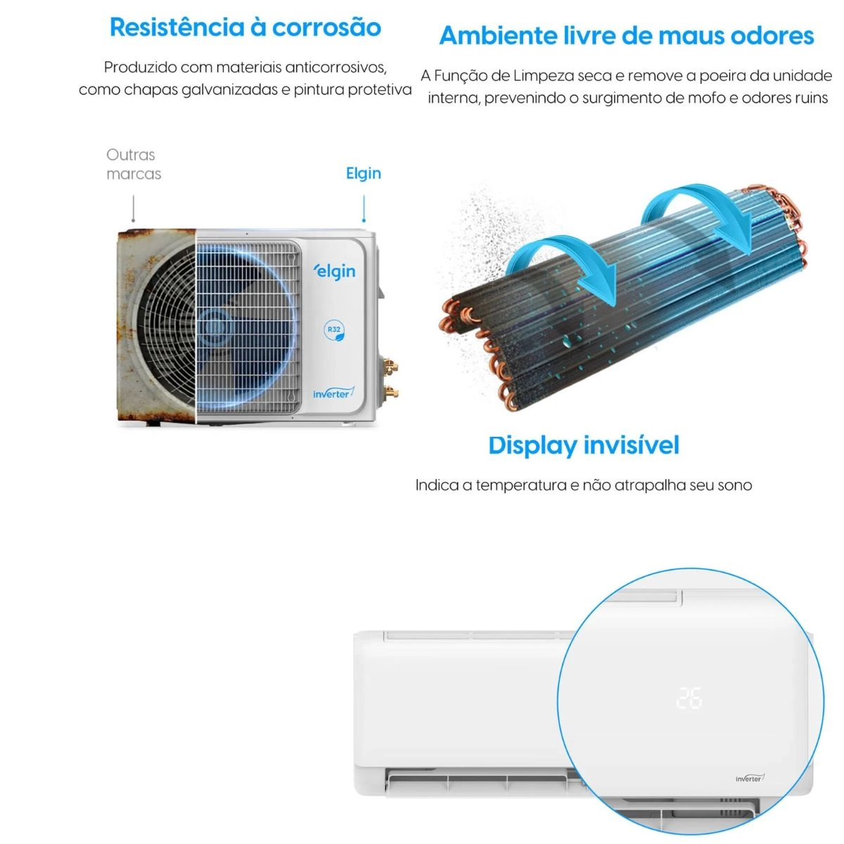 Ar Condicionado Split High Wall Eco Inverter II 12000 BTUs Frio WiFI ELGIN 220V Ar Condicionado Split High Wall Eco Inverter II 12000 BTUs Frio WiFI ELGIN 220V
