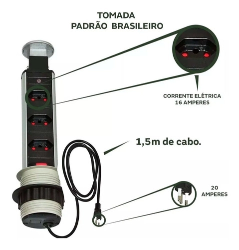 Torre com 3 tomadas Renna Torre com 3 tomadas Renna