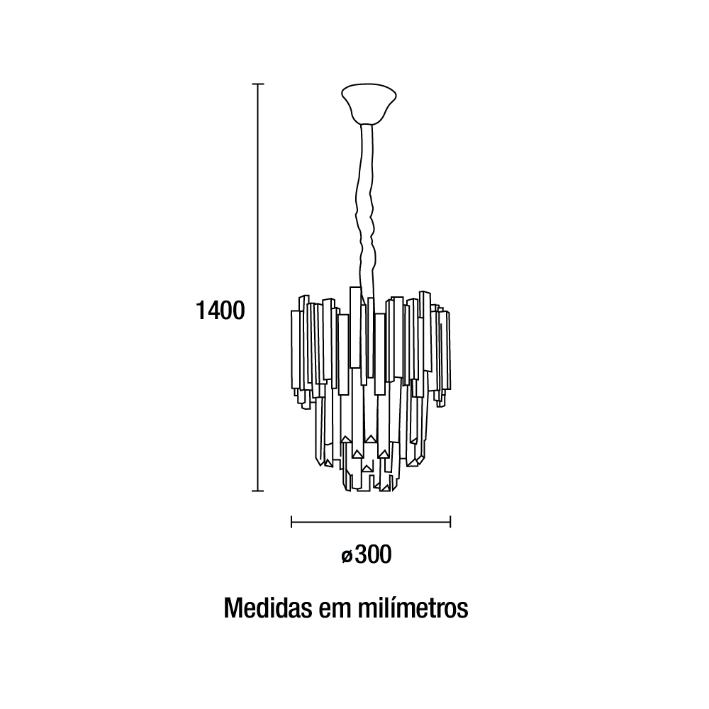 Lustre Cristal Midas Red. Black 300mm Blumenau