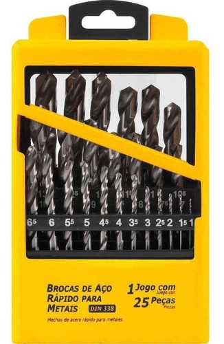 Jogo de brocas de aço rápido DIN338 com 25 peças VONDER Jogo de brocas de aço rápido DIN338 com 25 peças VONDER